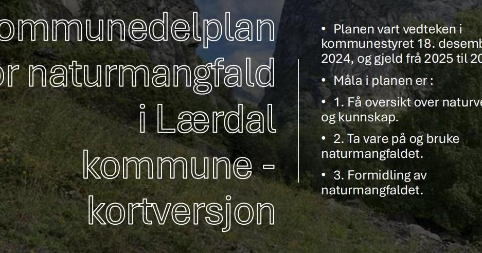 Kortversjon av kommunedelplan for naturmangfald - Lærdal kommune